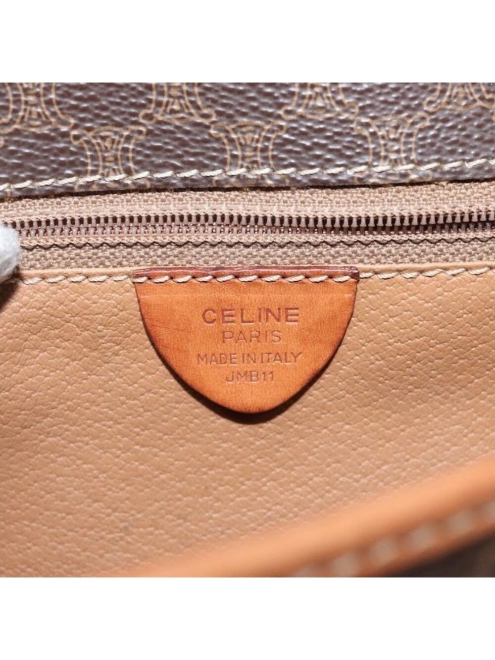 Authentic CELINE Macadam Canvas Circle Shoulder Bag PVC Leather Brown Gold - Picture 4 of 16